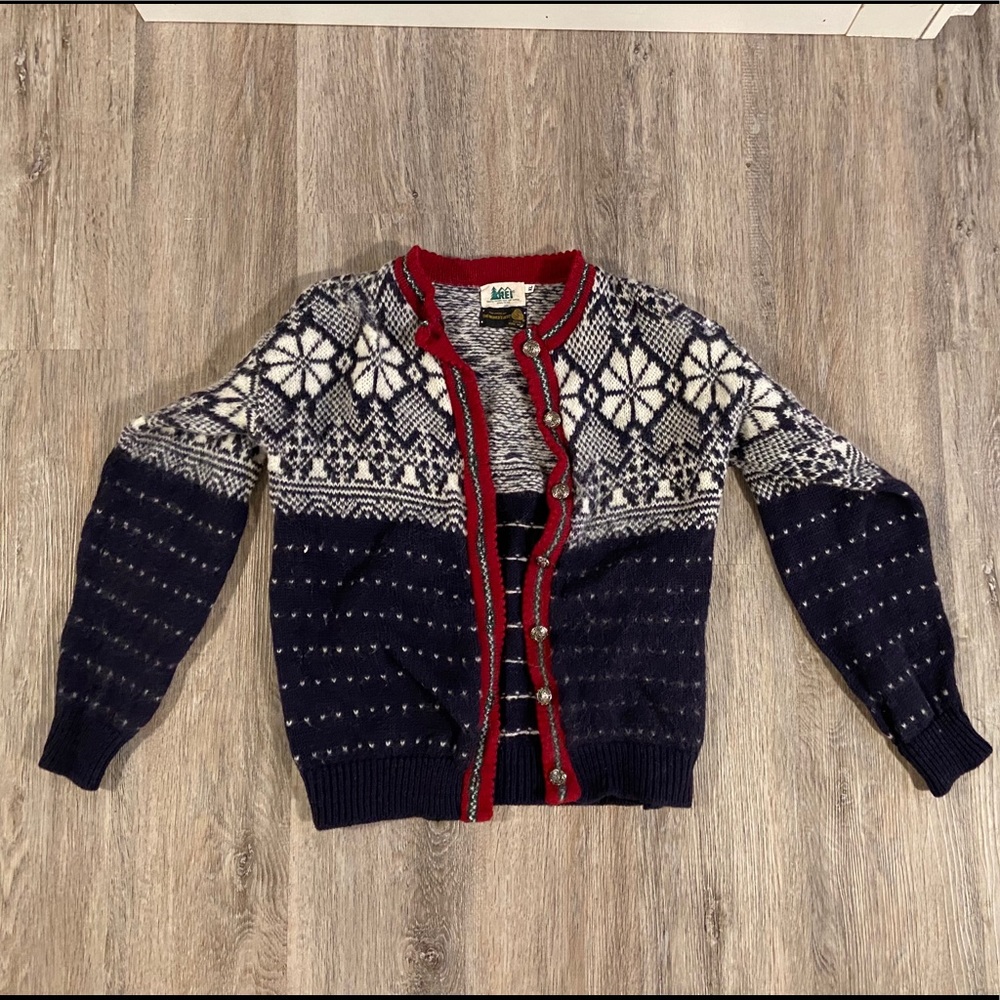 100% wool vintage REI cardigan